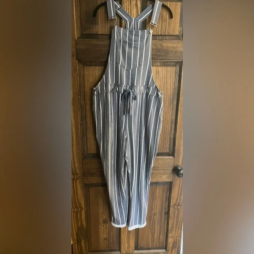 NEW, BIBS SIZE 14/16 BLUE WHITE STRIPE JUMPSUIT ROMPER EST. 1946​ - Picture 3 of 6